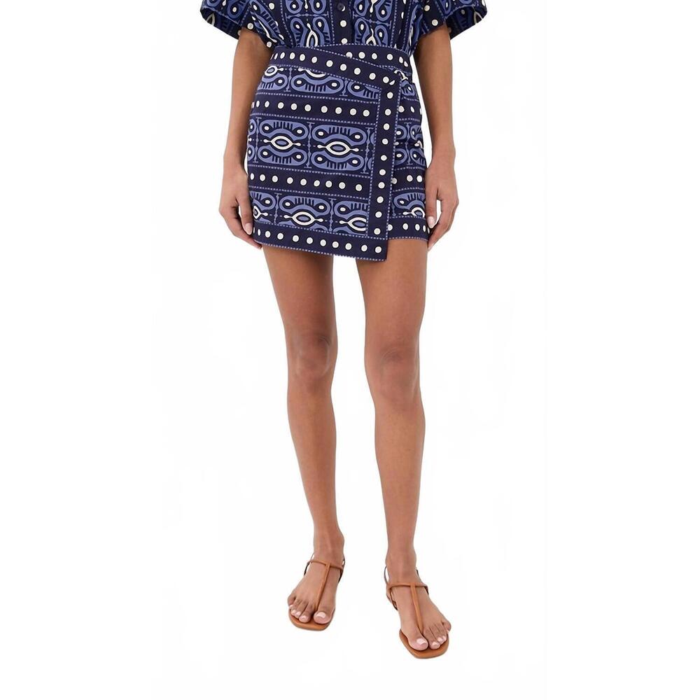 NEW JOHANNA ORTIZ hunting roots skirt in navy/ ecru